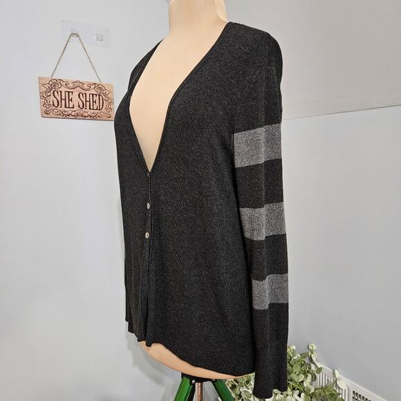 Eileen Fisher Cardigan Striped Sweater Button Front Normcore Momcore Minimal L - Picture 5 of 14